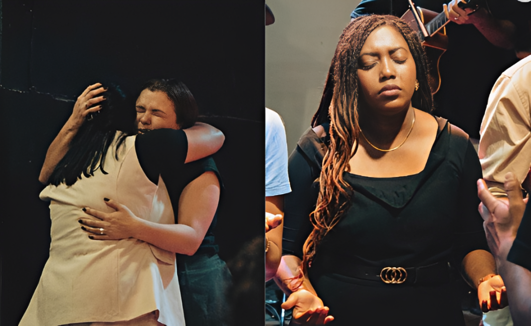 Momentos de oração e comunhão na igreja